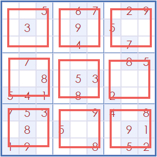 Juego de puzzle Sudoku Unterquadrate